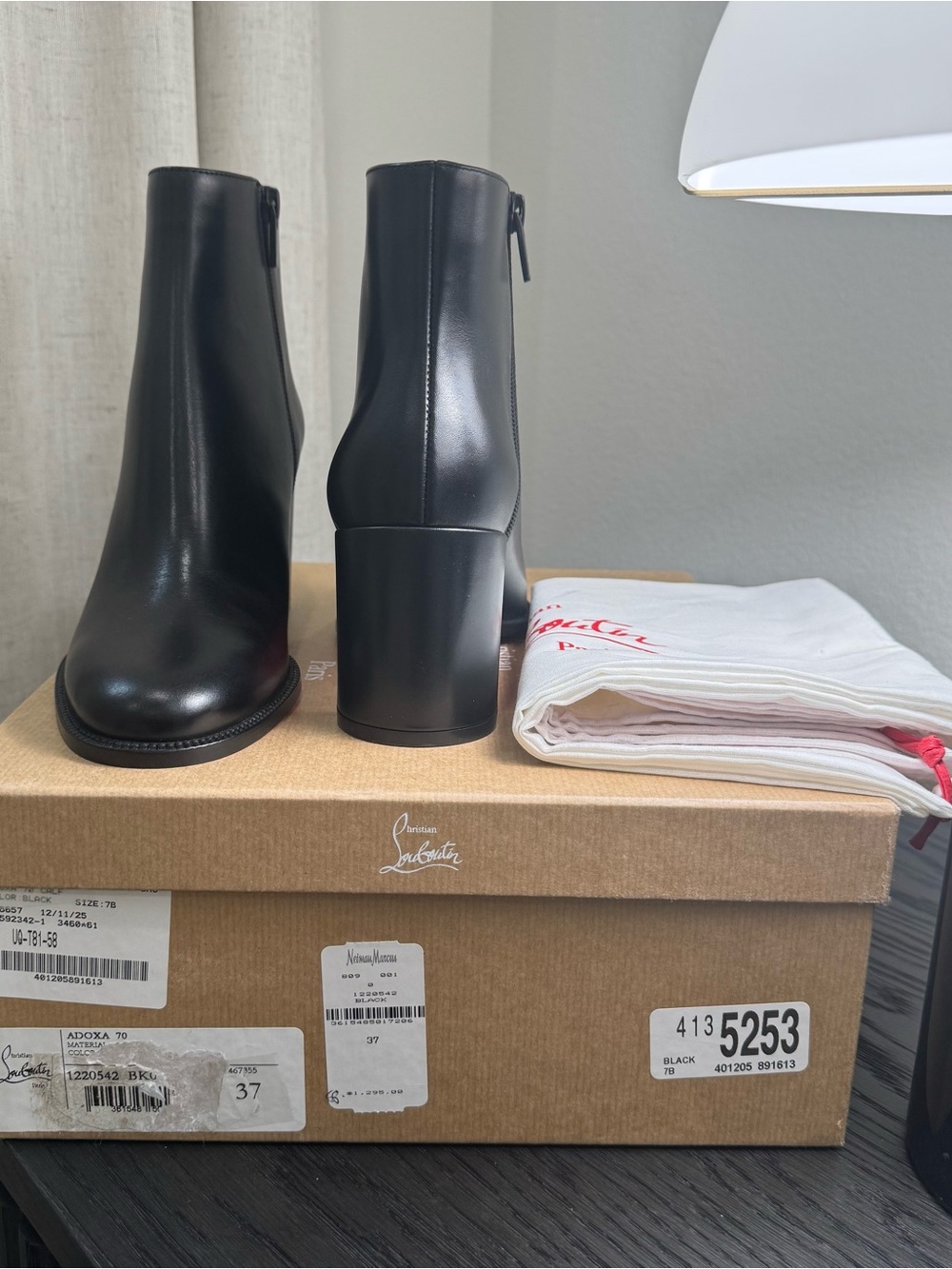 Christian Louboutin Adoxa 70 Leather Booties Black 37 - Picture 10 of 10